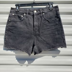 Madewell black High-Rise Denim Shorts with raw hem